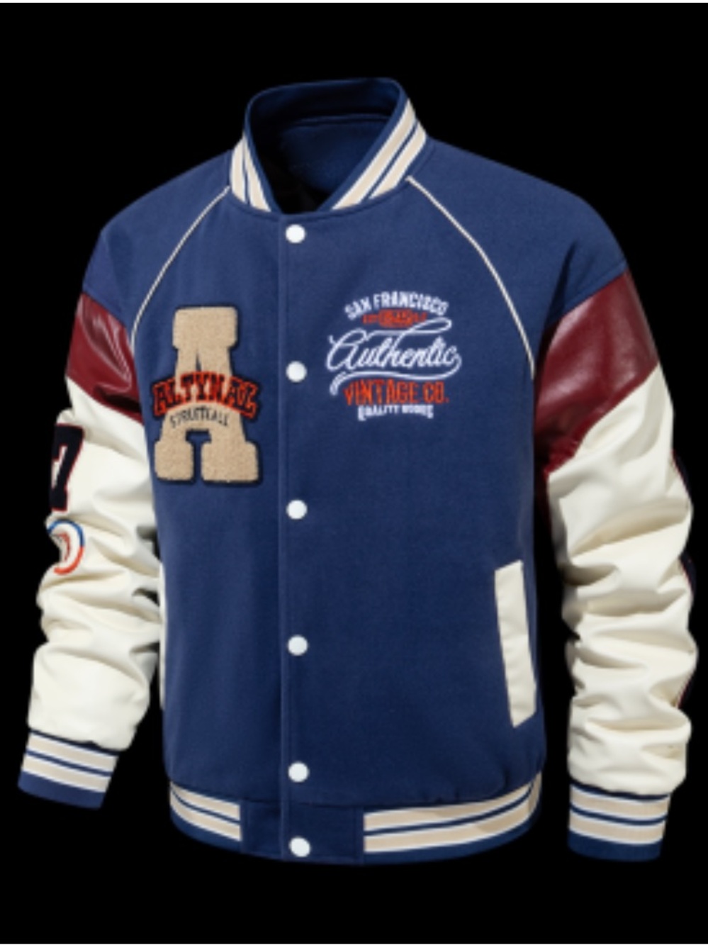 Aelfric Eden Navy, Cream & Maroon Varsity Jacket